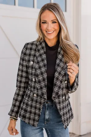 Sending Style Open Front Blazer- Black