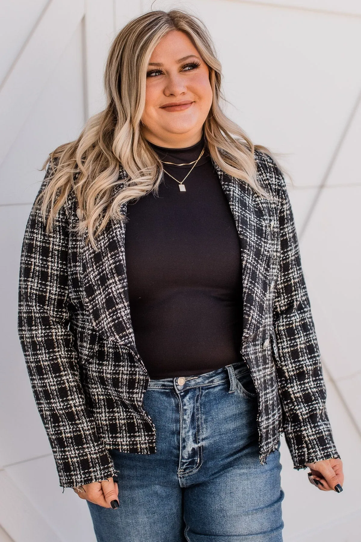 Sending Style Open Front Blazer- Black