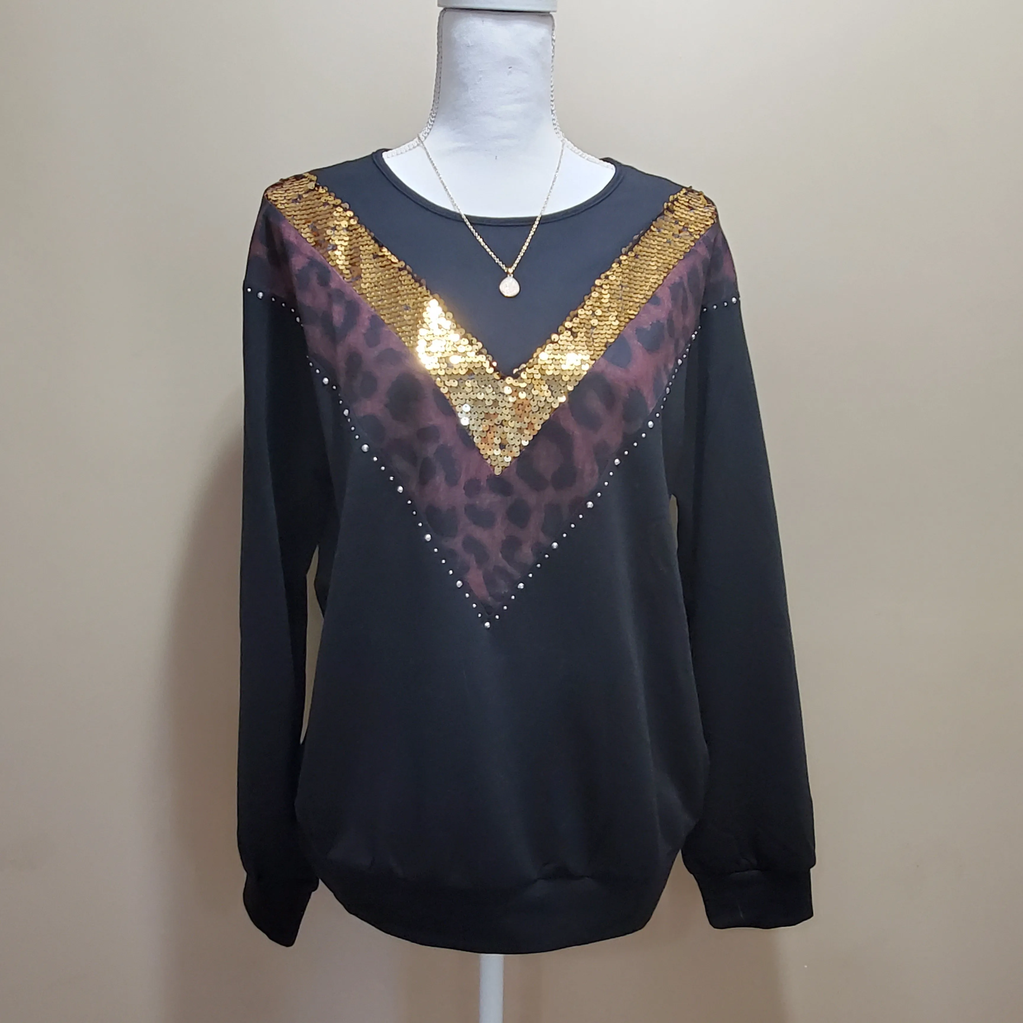 Sequin Chevron Long Sleeve Top