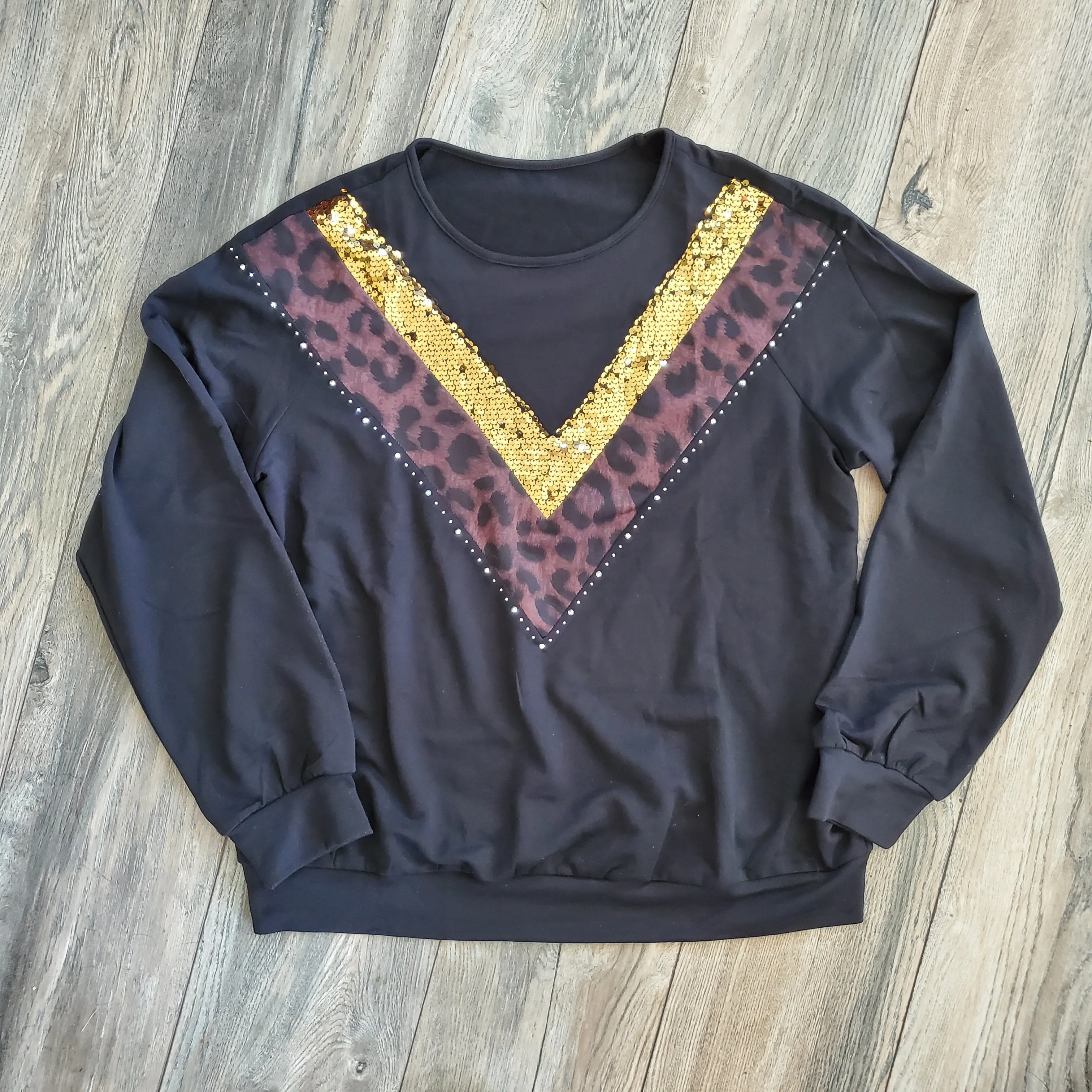 Sequin Chevron Long Sleeve Top