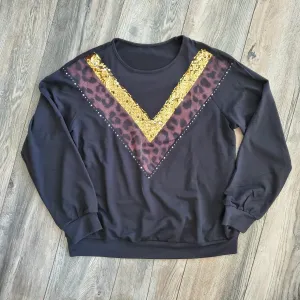 Sequin Chevron Long Sleeve Top