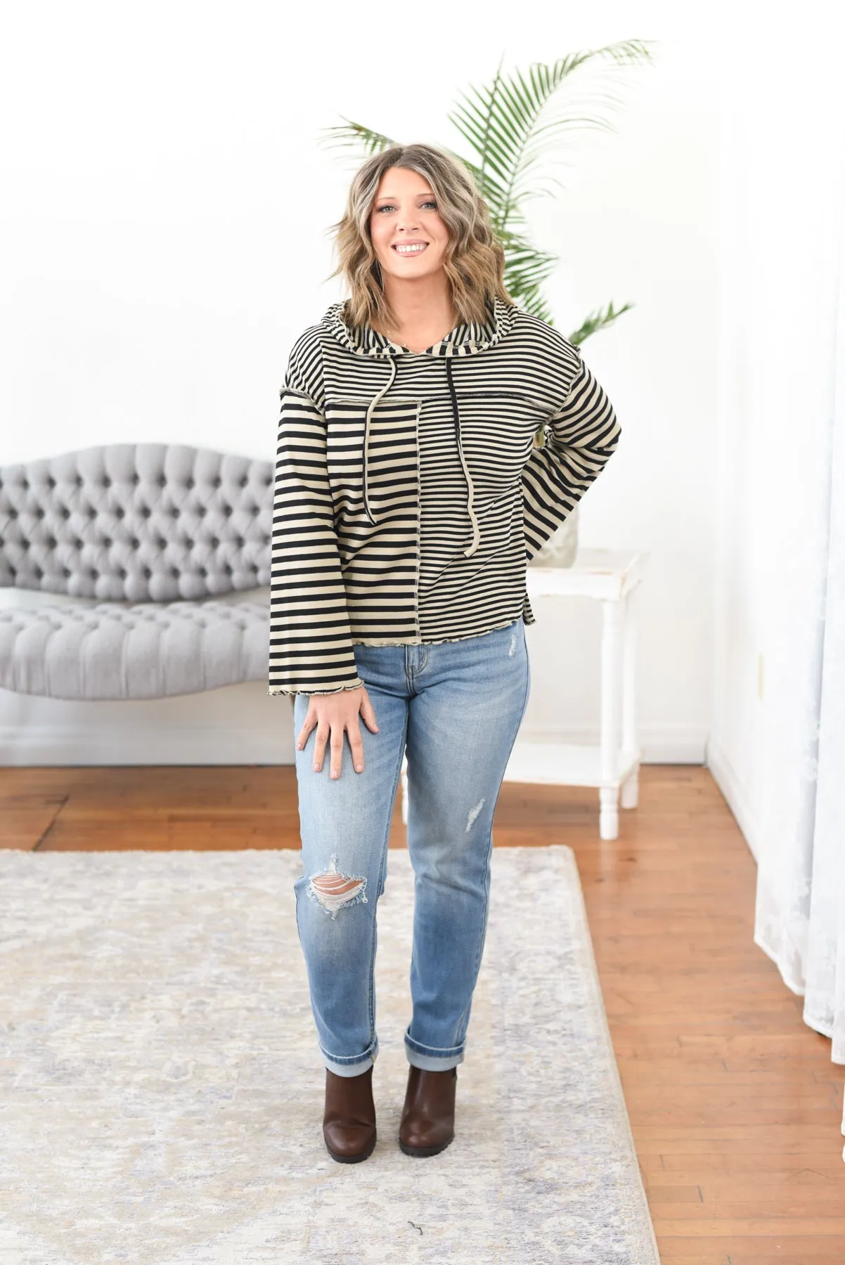 Serena Striped Hoodie Top
