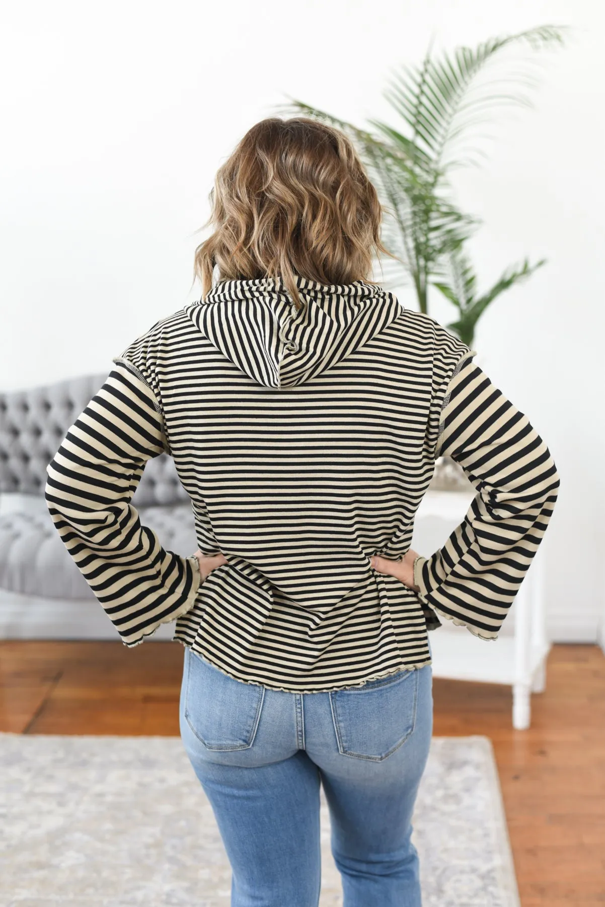 Serena Striped Hoodie Top