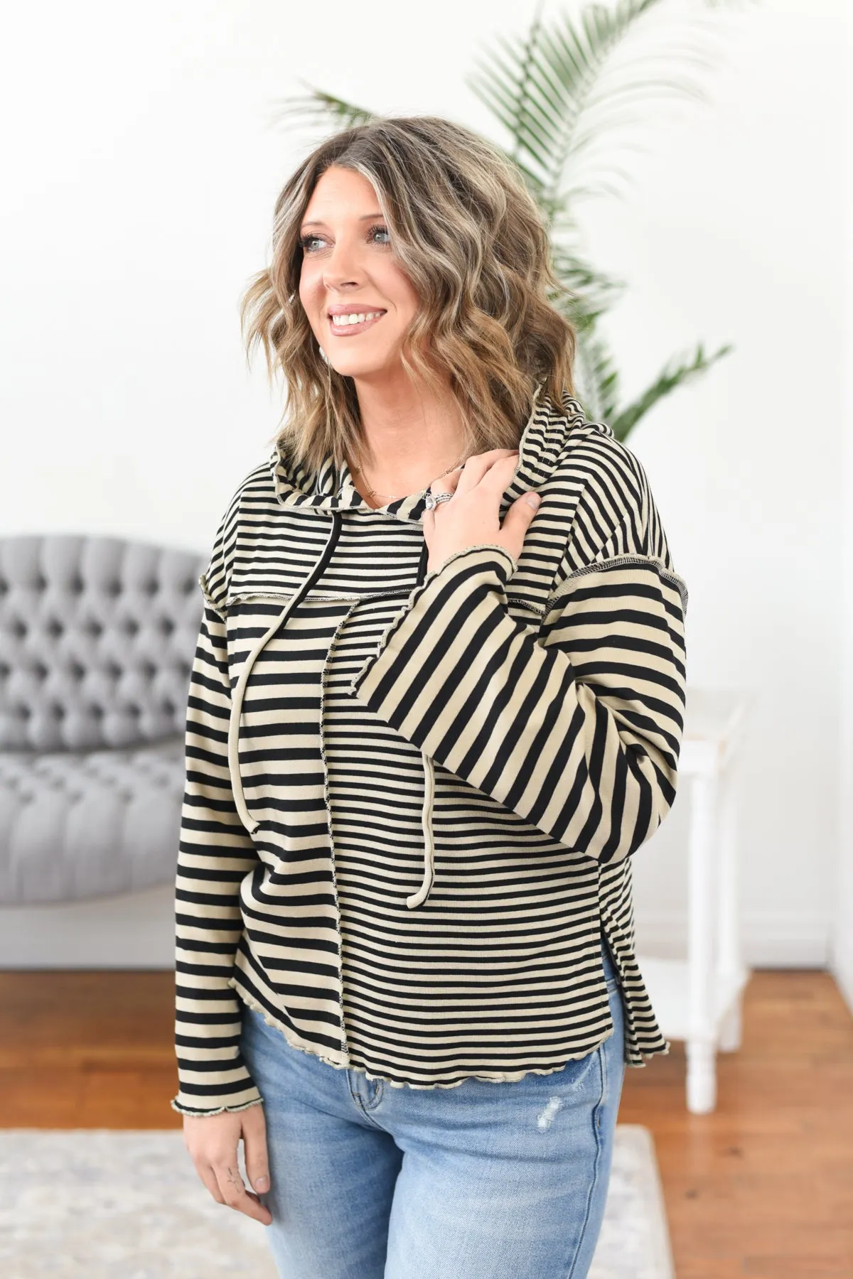 Serena Striped Hoodie Top