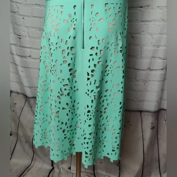 Shani Focus By Shani Laser Cut Fit &amp; Flare Dress Seafoam/Nude Size 2 (4-6)