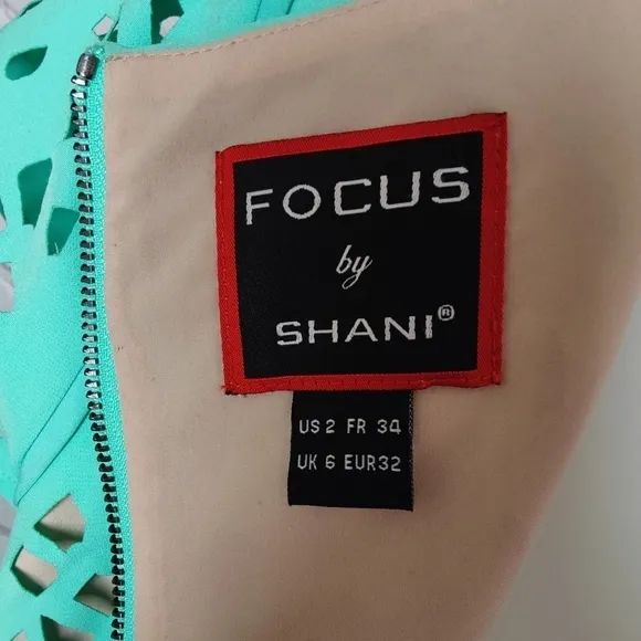 Shani Focus By Shani Laser Cut Fit &amp; Flare Dress Seafoam/Nude Size 2 (4-6)