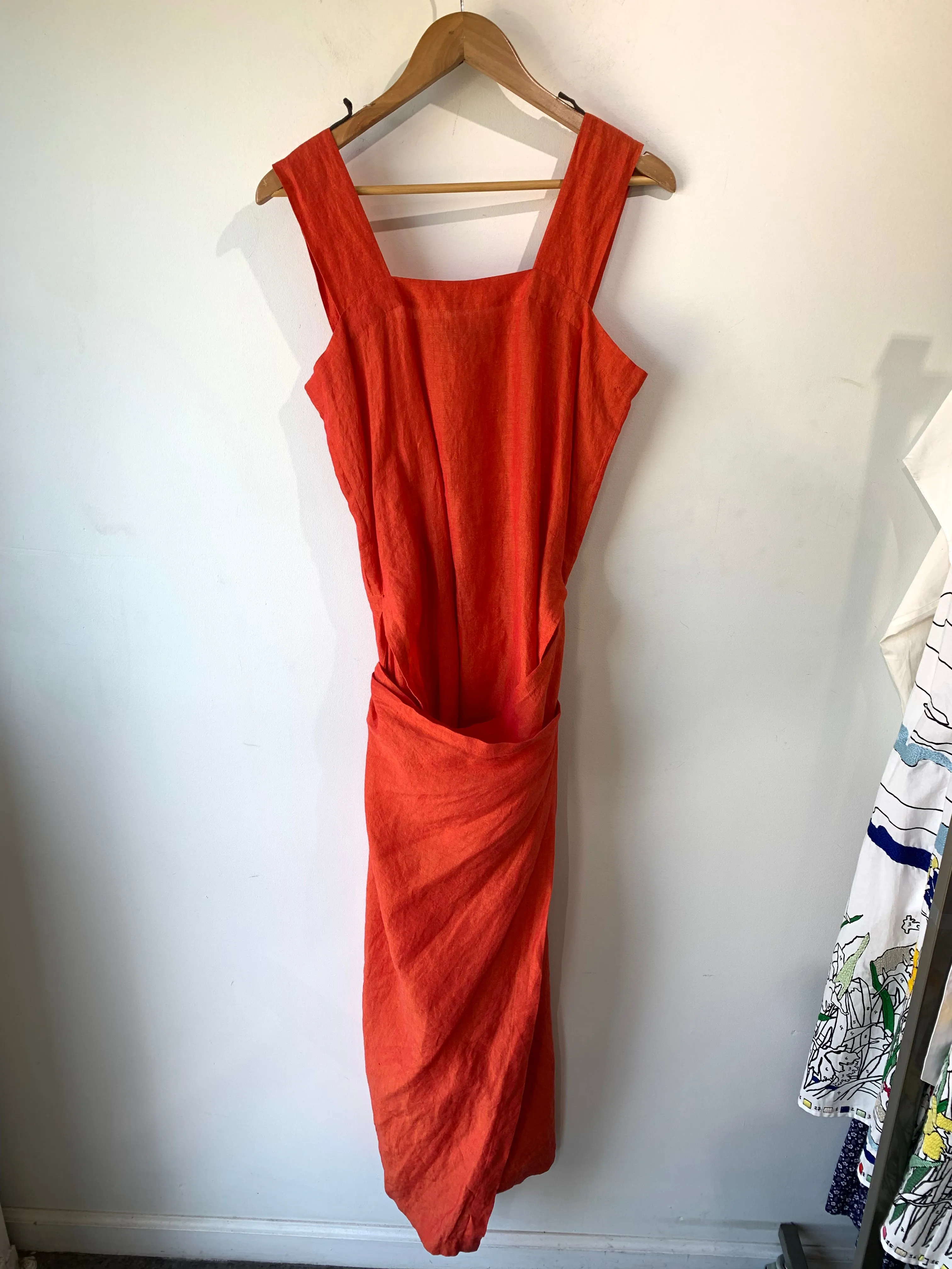 Shirin Guild Blood Orange Linen Wrap Dress