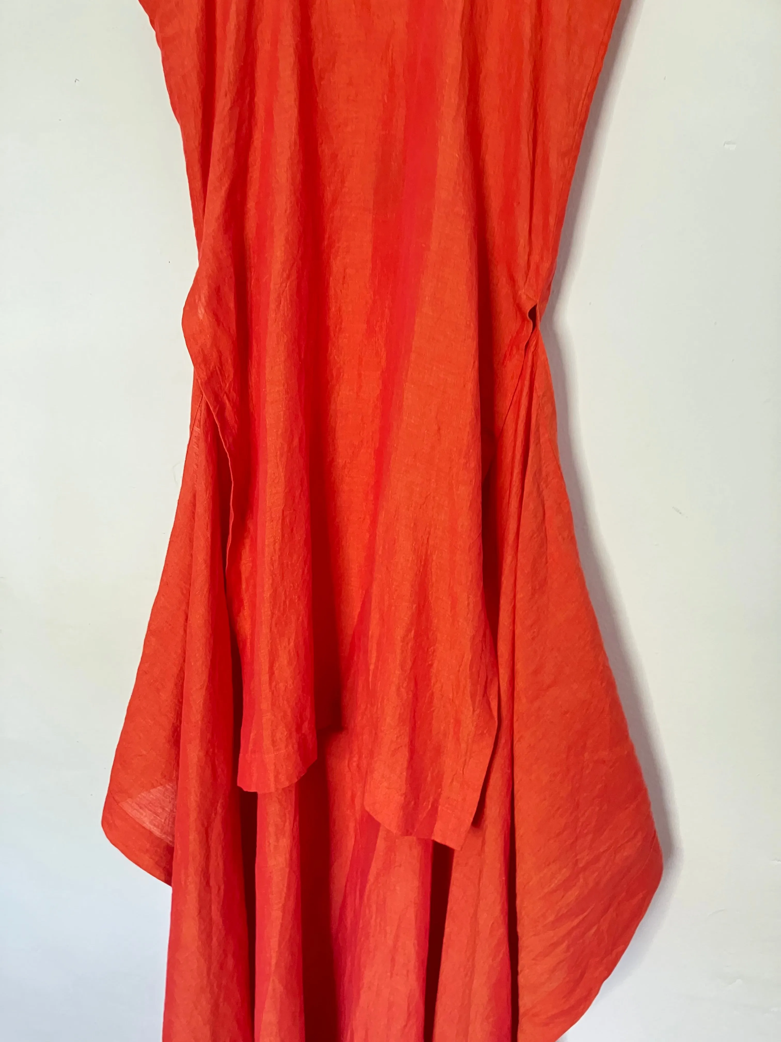 Shirin Guild Blood Orange Linen Wrap Dress