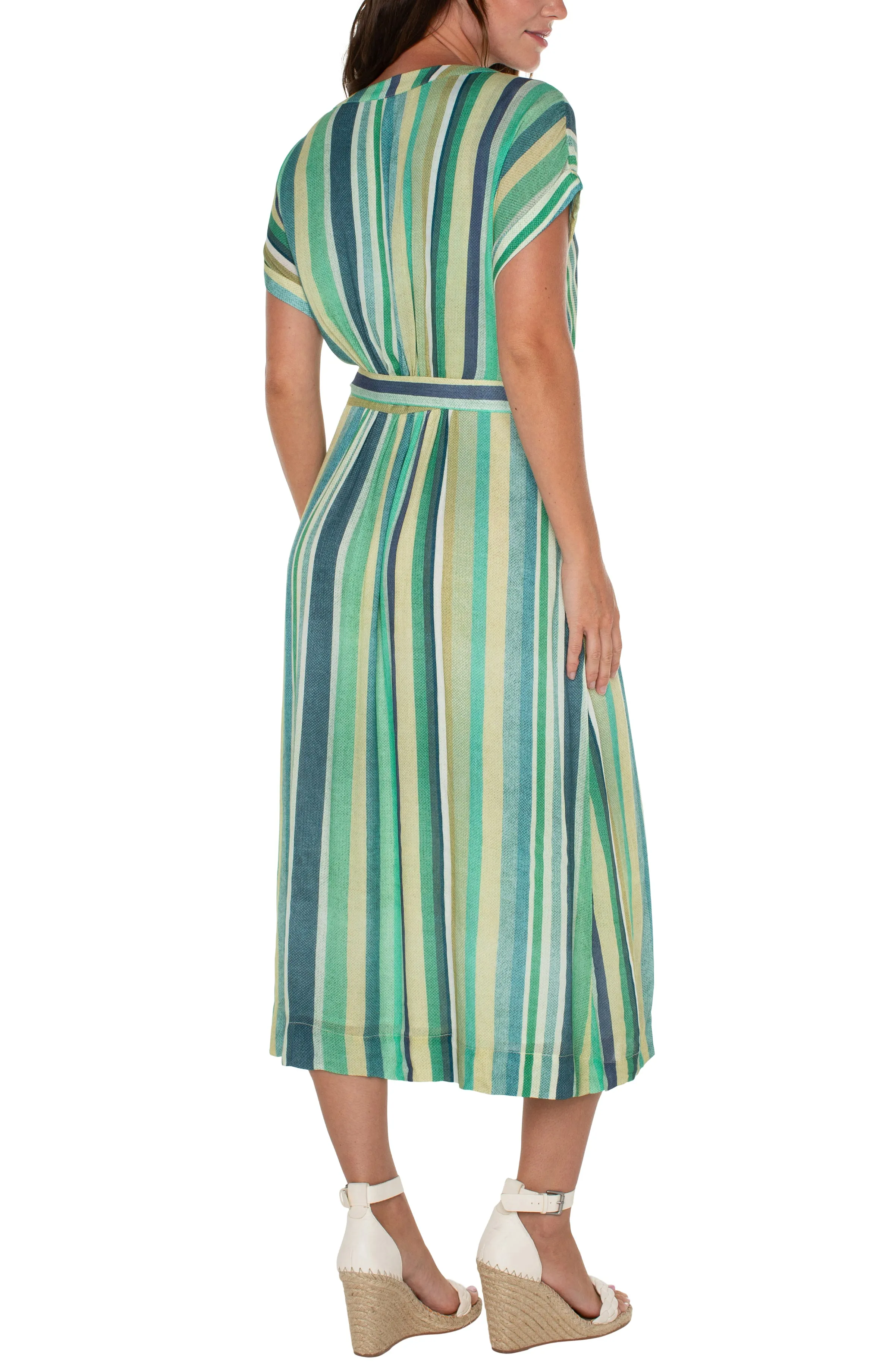 Short Dolman Slv Wrap Front Midi Dress