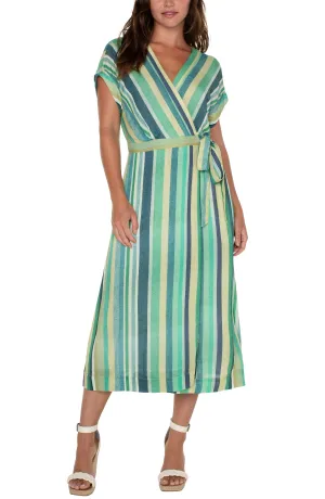 Short Dolman Slv Wrap Front Midi Dress