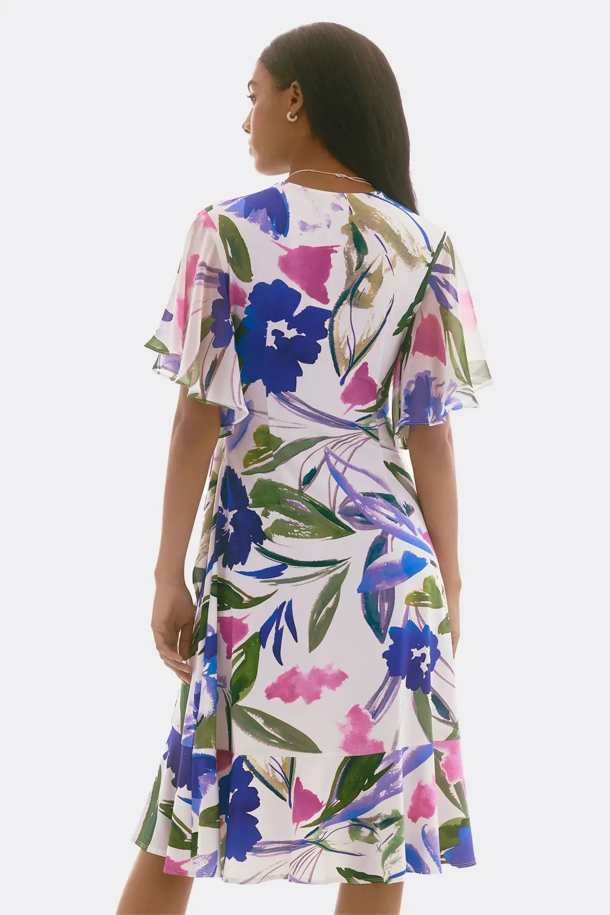 Silky Knit And Chiffon Floral Wrap Dress Style 251707