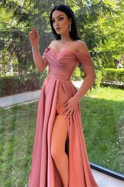 Simple Sweetheart Off-the-shoulder A-line Prom Dress With Split Long     fg1921