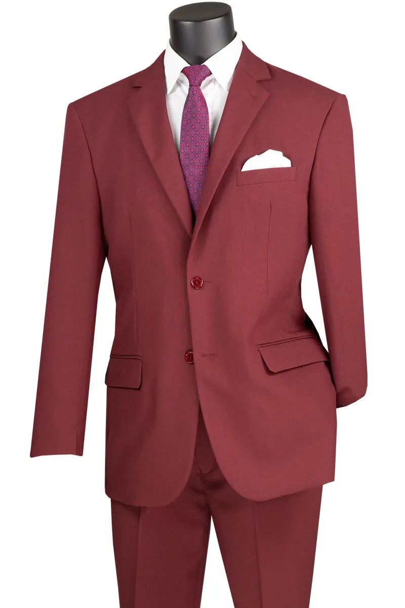 Single Breasted Poplin Dacron Suit (Burgundy) 2PP