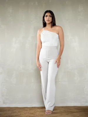 Single Shoulder Ruched Detail Body-Suit