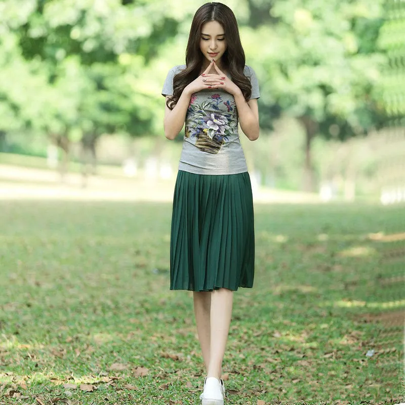 Skylar Pleated Chiffon Skirt