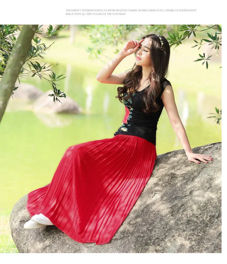 Skylar Pleated Chiffon Skirt