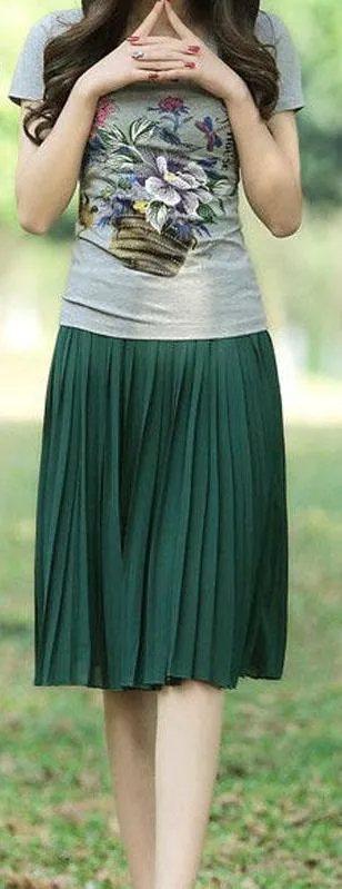 Skylar Pleated Chiffon Skirt