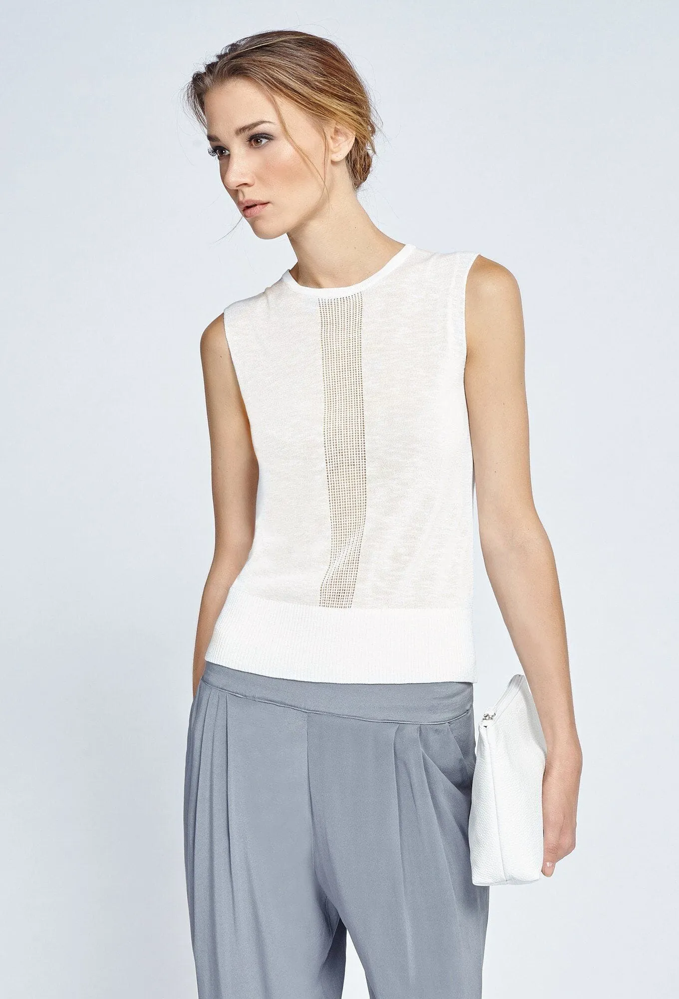 Sleeveless Crewneck In Sweater Knit