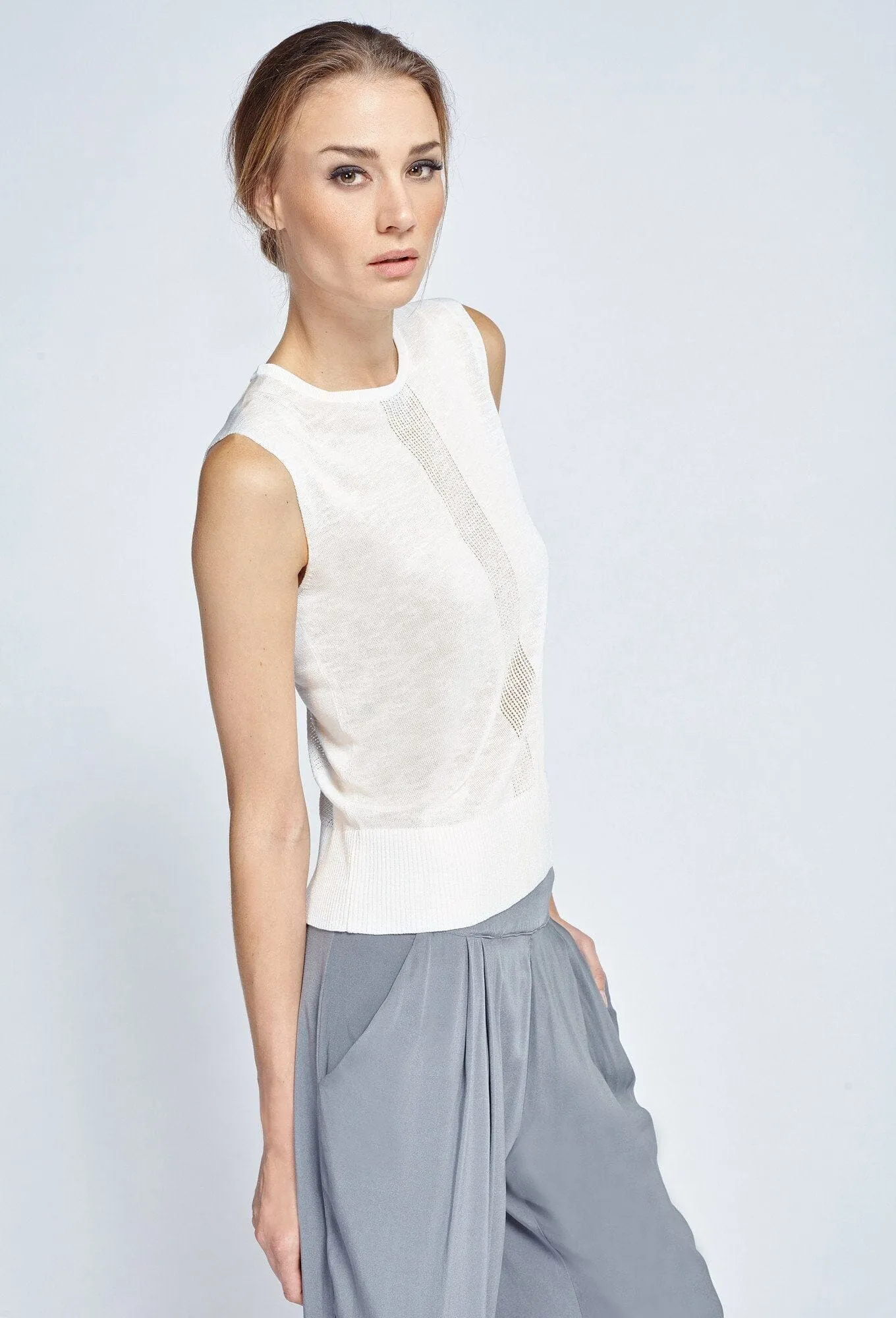 Sleeveless Crewneck In Sweater Knit