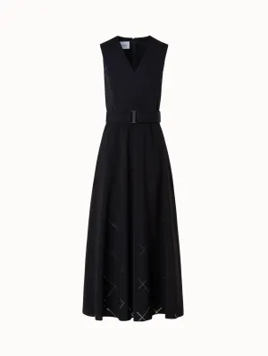 Sleeveless Fit & Flare Window Plaid Midi Dress