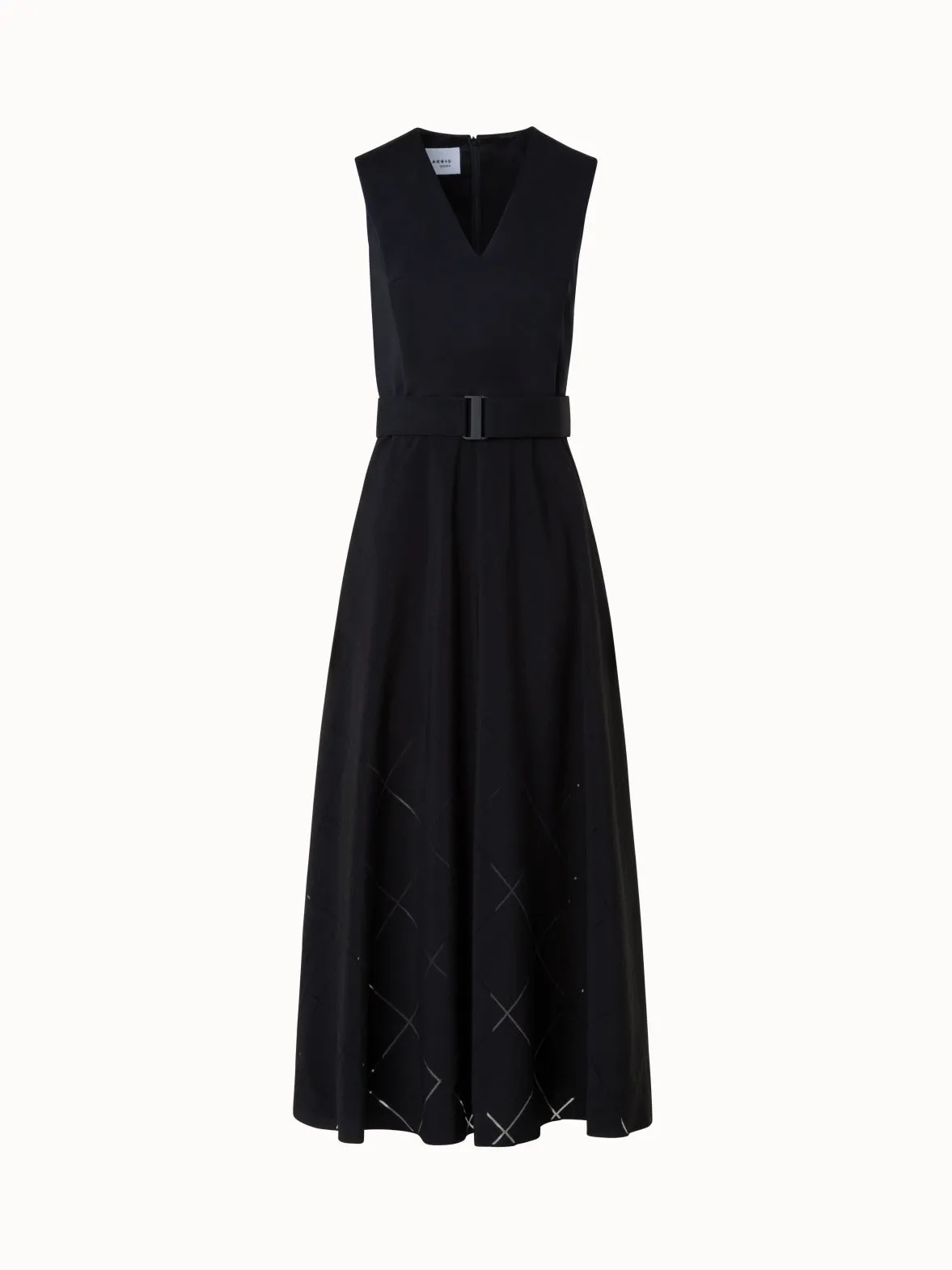 Sleeveless Fit & Flare Window Plaid Midi Dress