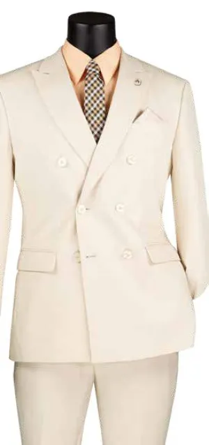 Slim Fit 2 Piece Stretch Fabric Suit Bone White SDB-1