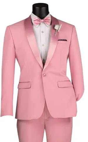 Slim Fit 2 Piece Stretch Fabric Suit Dusty Rose TSS-2