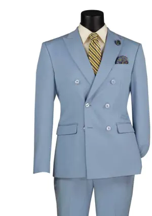 Slim Fit 2 Piece Stretch Fabric Suit Ice Blue SDB-1