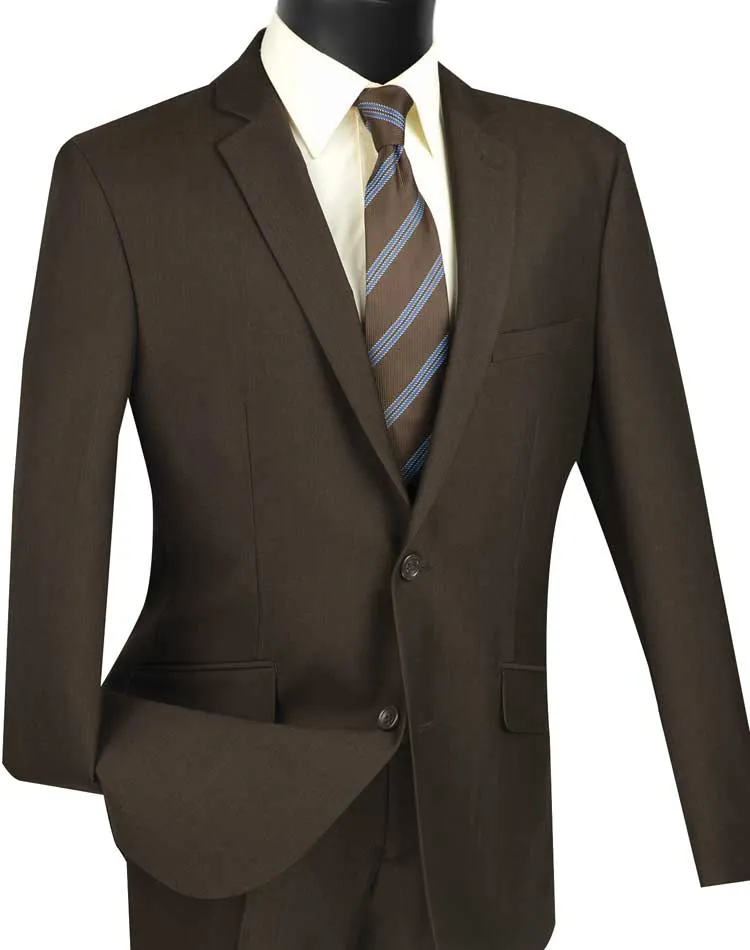 Slim Fit 2 Piece Suit Single Breasted 2 Button Design (Brown) S2RK-7