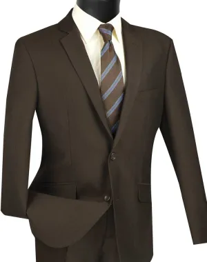 Slim Fit 2 Piece Suit Single Breasted 2 Button Design (Brown) S2RK-7