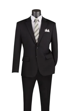 Slim Fit 2 Piece Suit Stretch Fabric Suit with Adjustable Waistband Black SDX-3