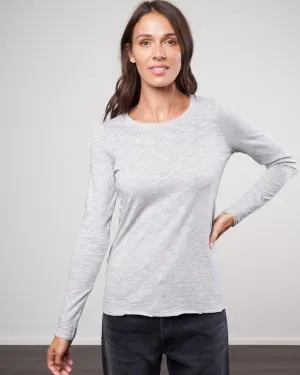 slub jersey l/s destroyed crewneck - heather grey