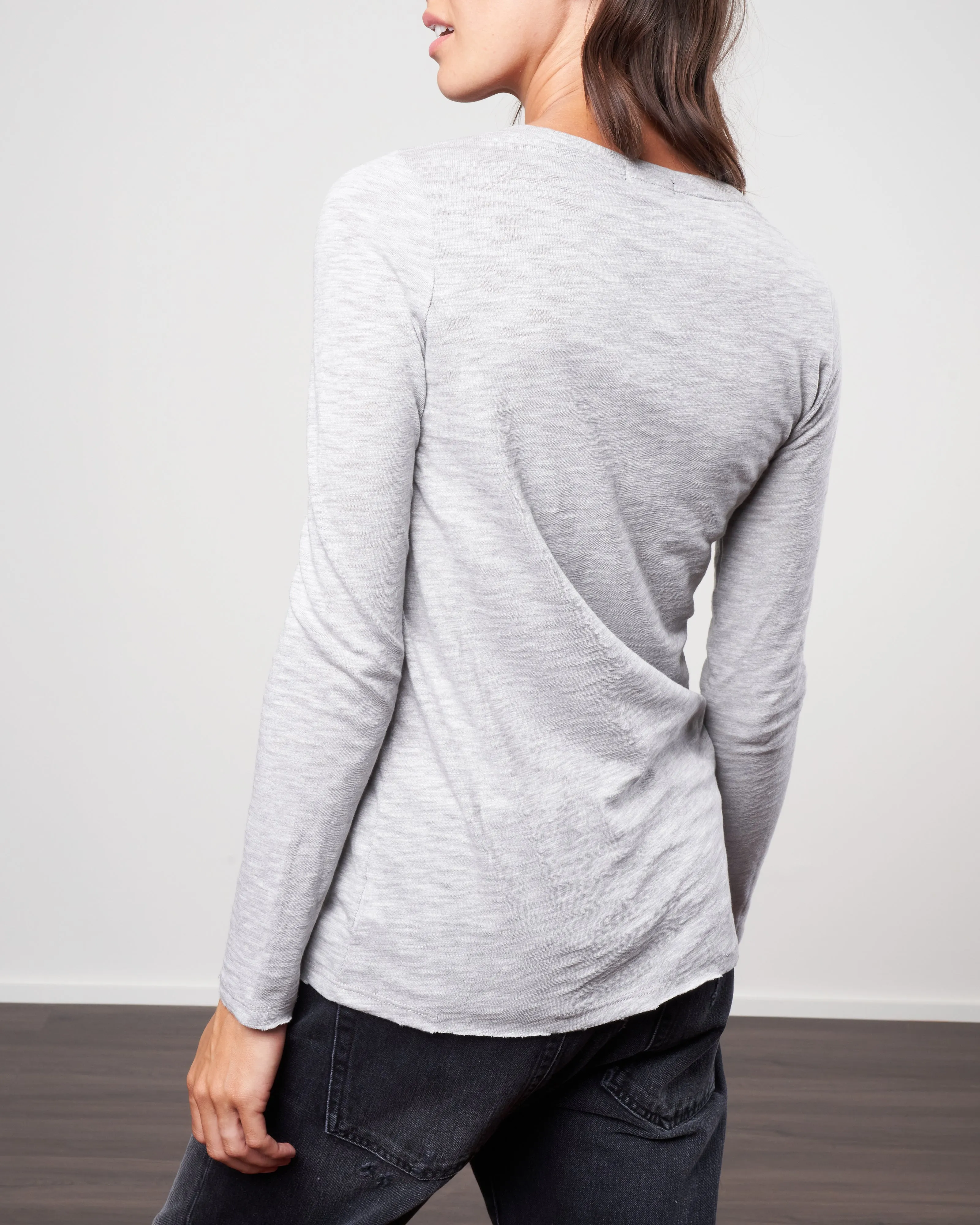 slub jersey l/s destroyed crewneck - heather grey