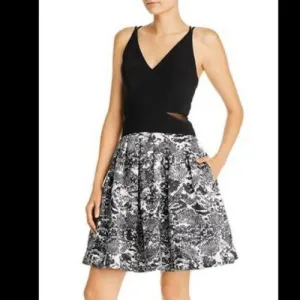 Snakeskin Combo Fit and Flare Mini Dress