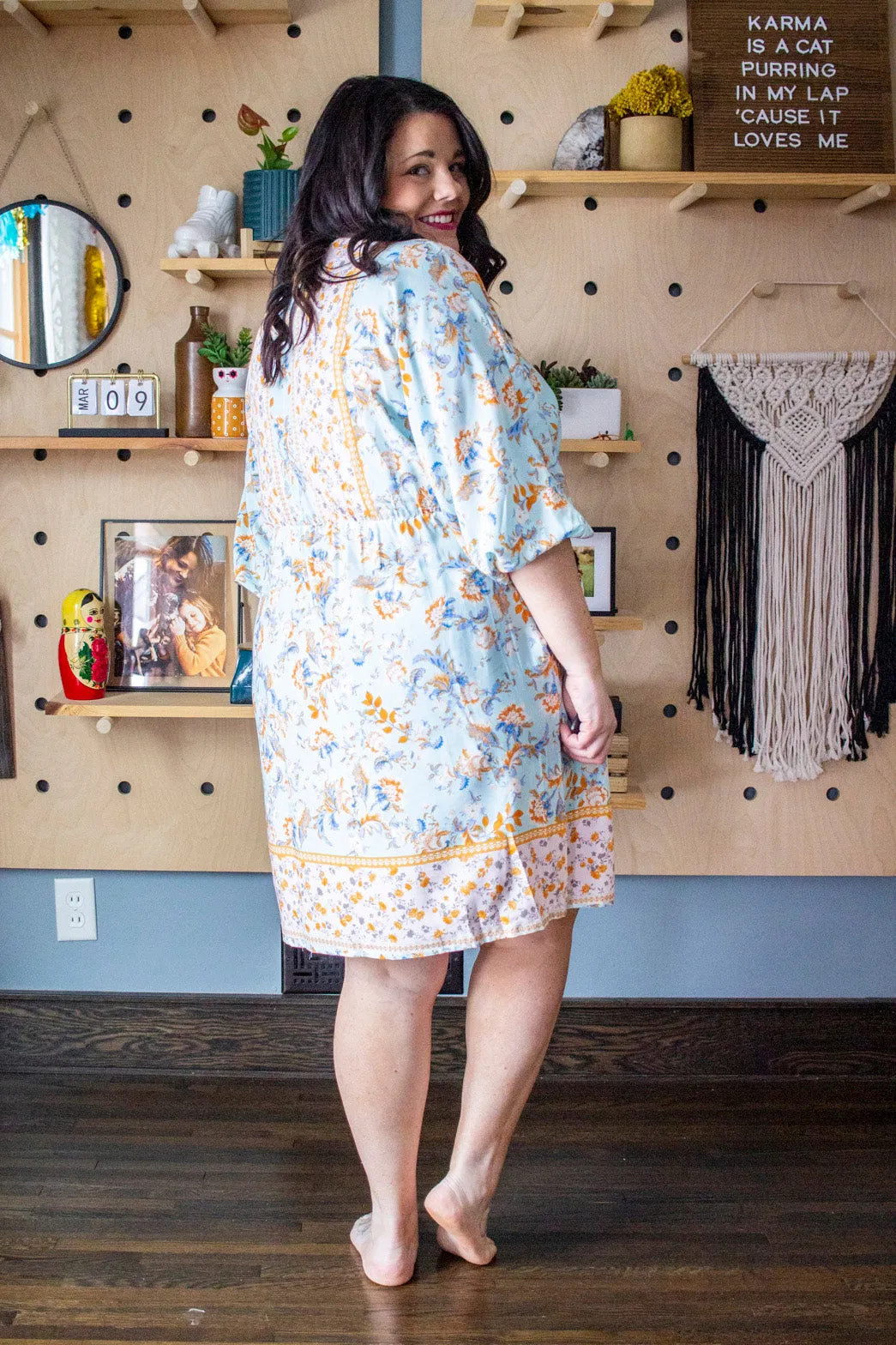 Spring Boho Dress, Blue