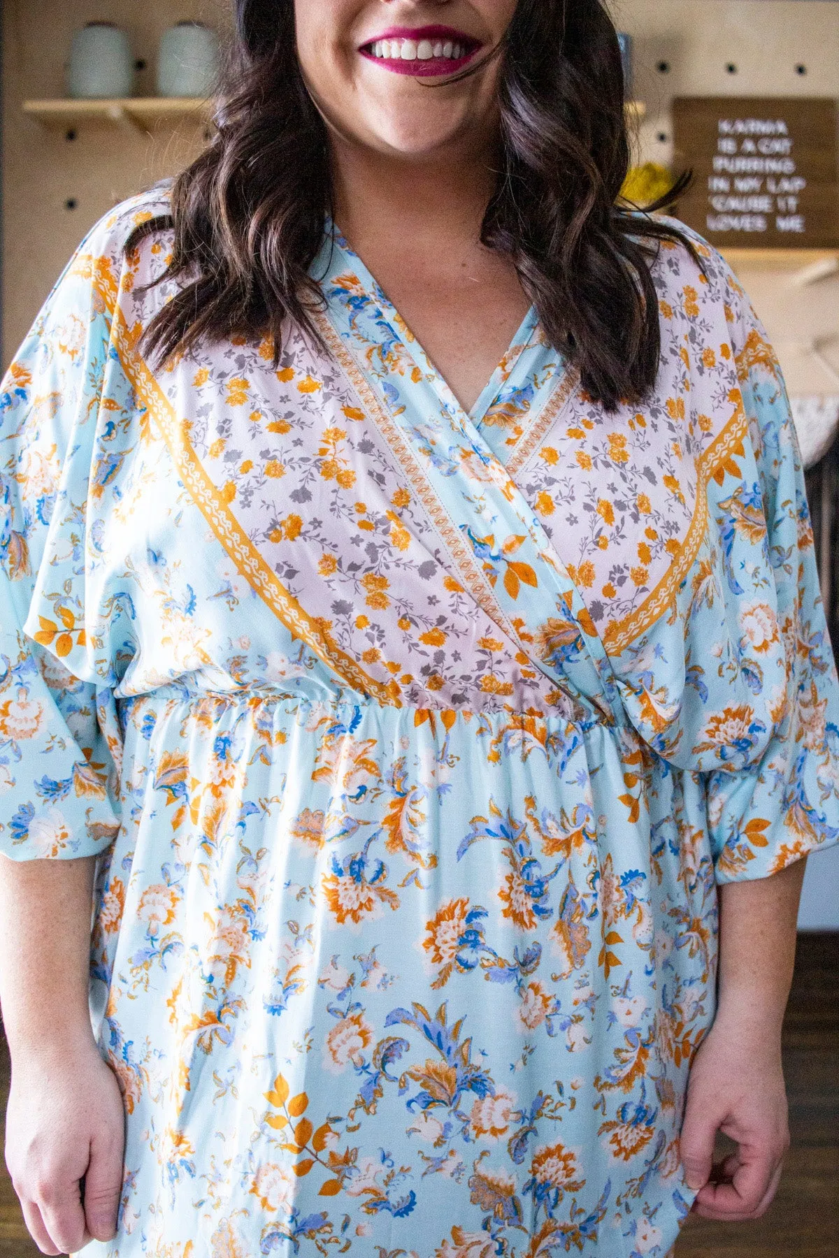 Spring Boho Dress, Blue