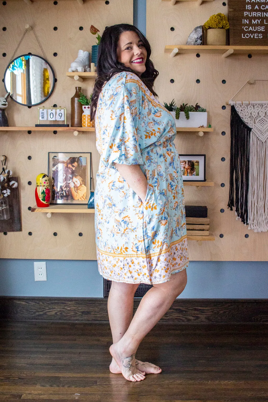 Spring Boho Dress, Blue