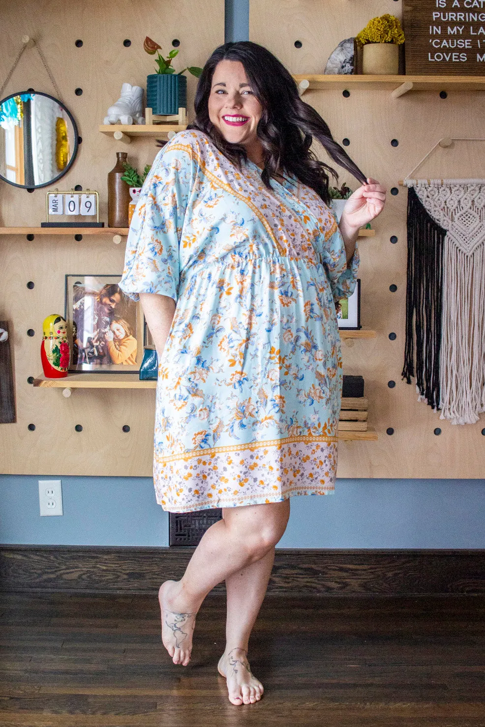 Spring Boho Dress, Blue