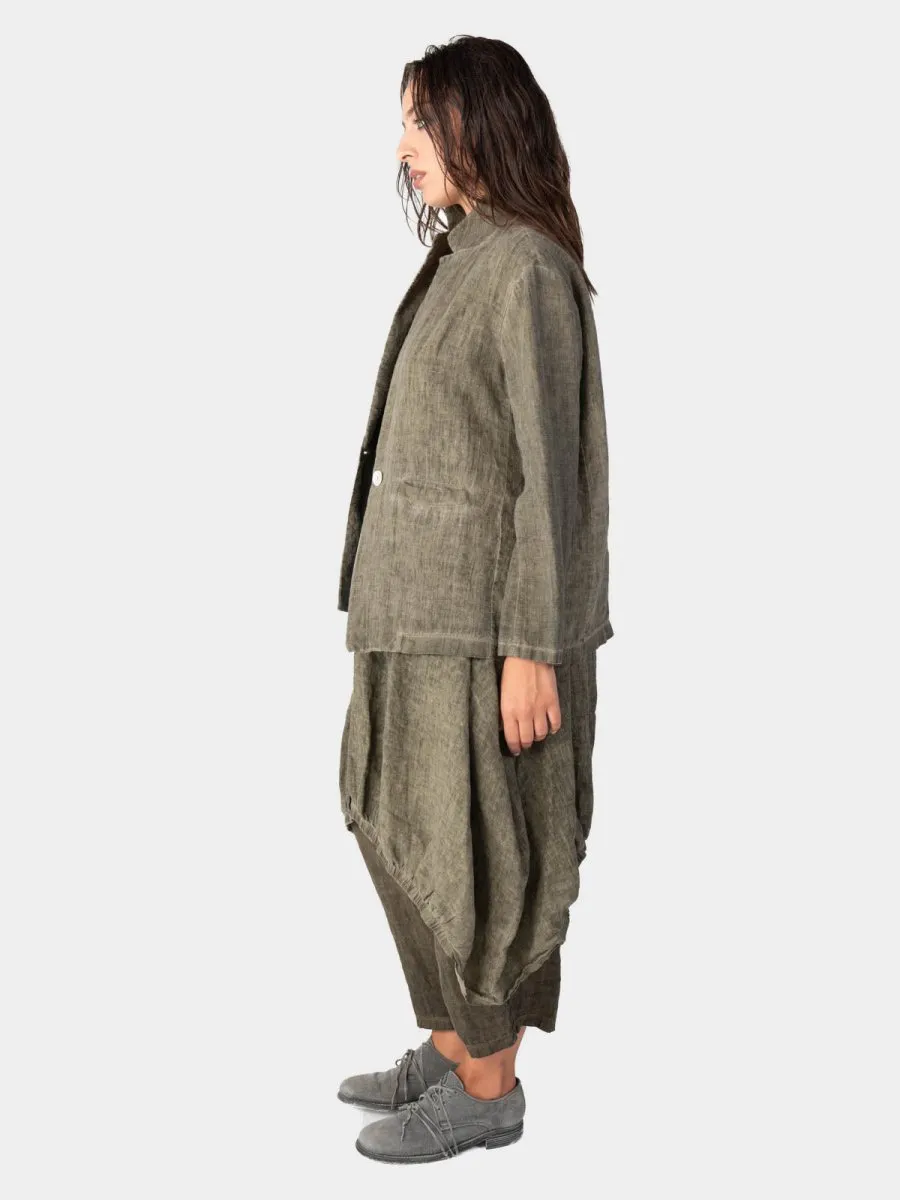 Stonewashed Linen Collared Blazer