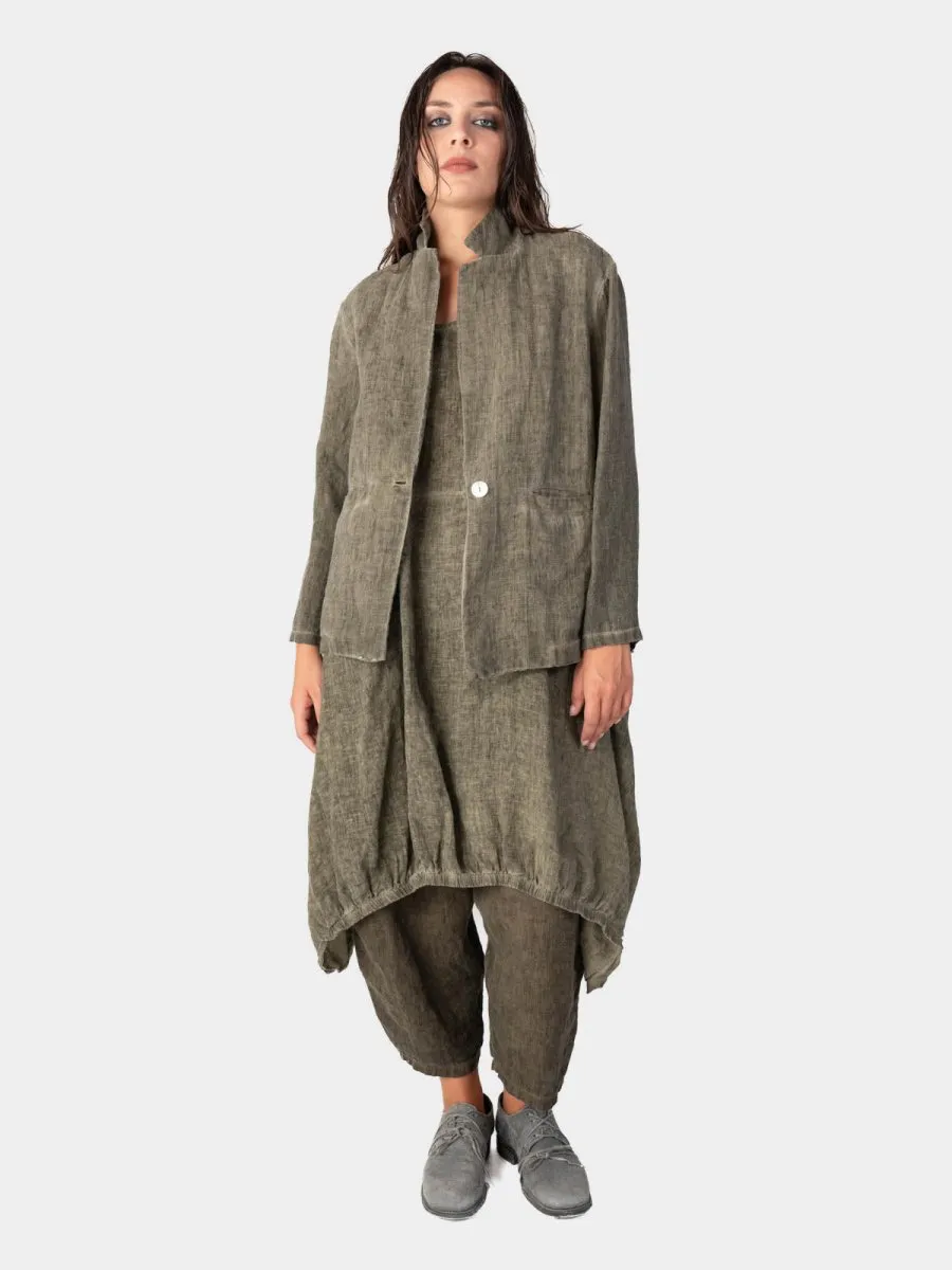 Stonewashed Linen Collared Blazer