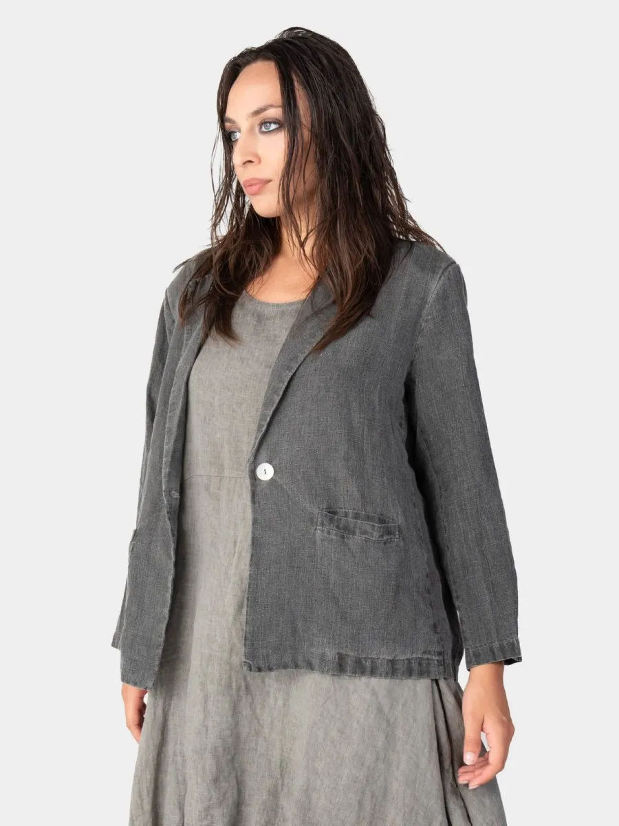 Stonewashed Linen Collared Blazer
