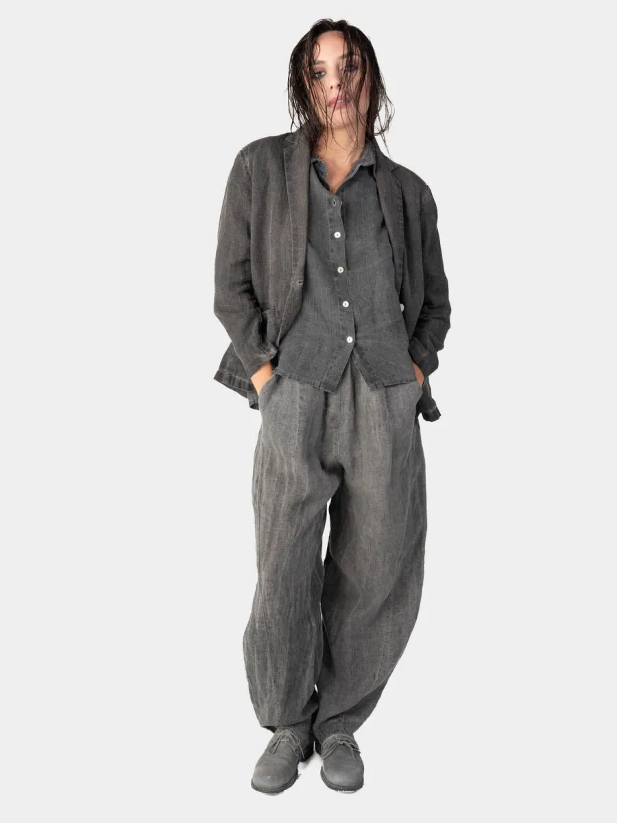 Stonewashed Linen Collared Blazer