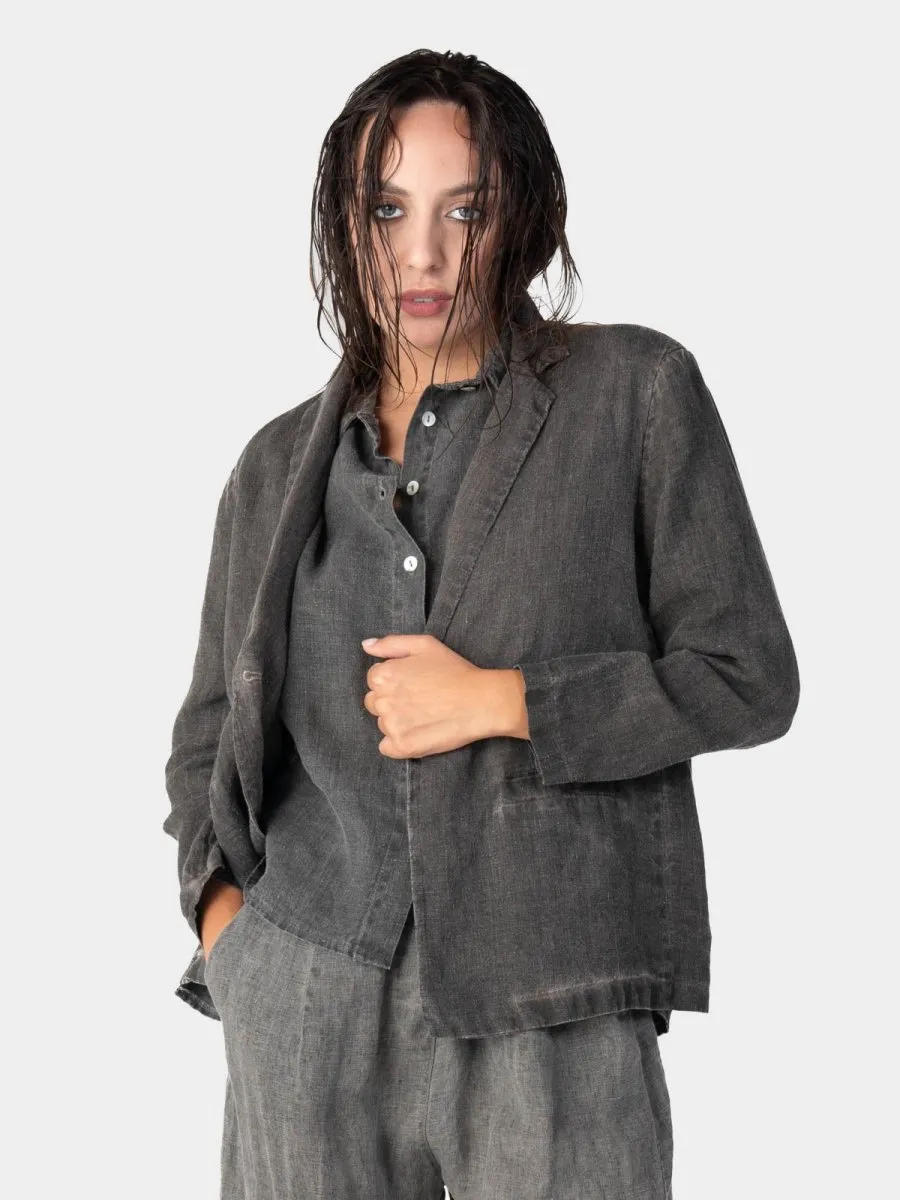 Stonewashed Linen Collared Blazer