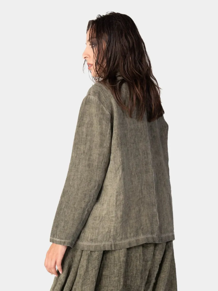 Stonewashed Linen Collared Blazer