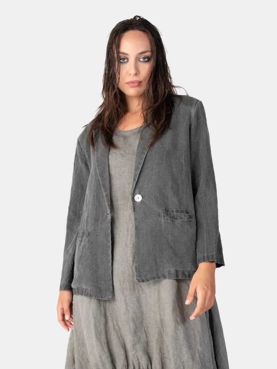 Stonewashed Linen Collared Blazer