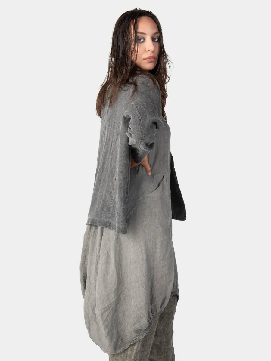 Stonewashed Linen Collared Blazer