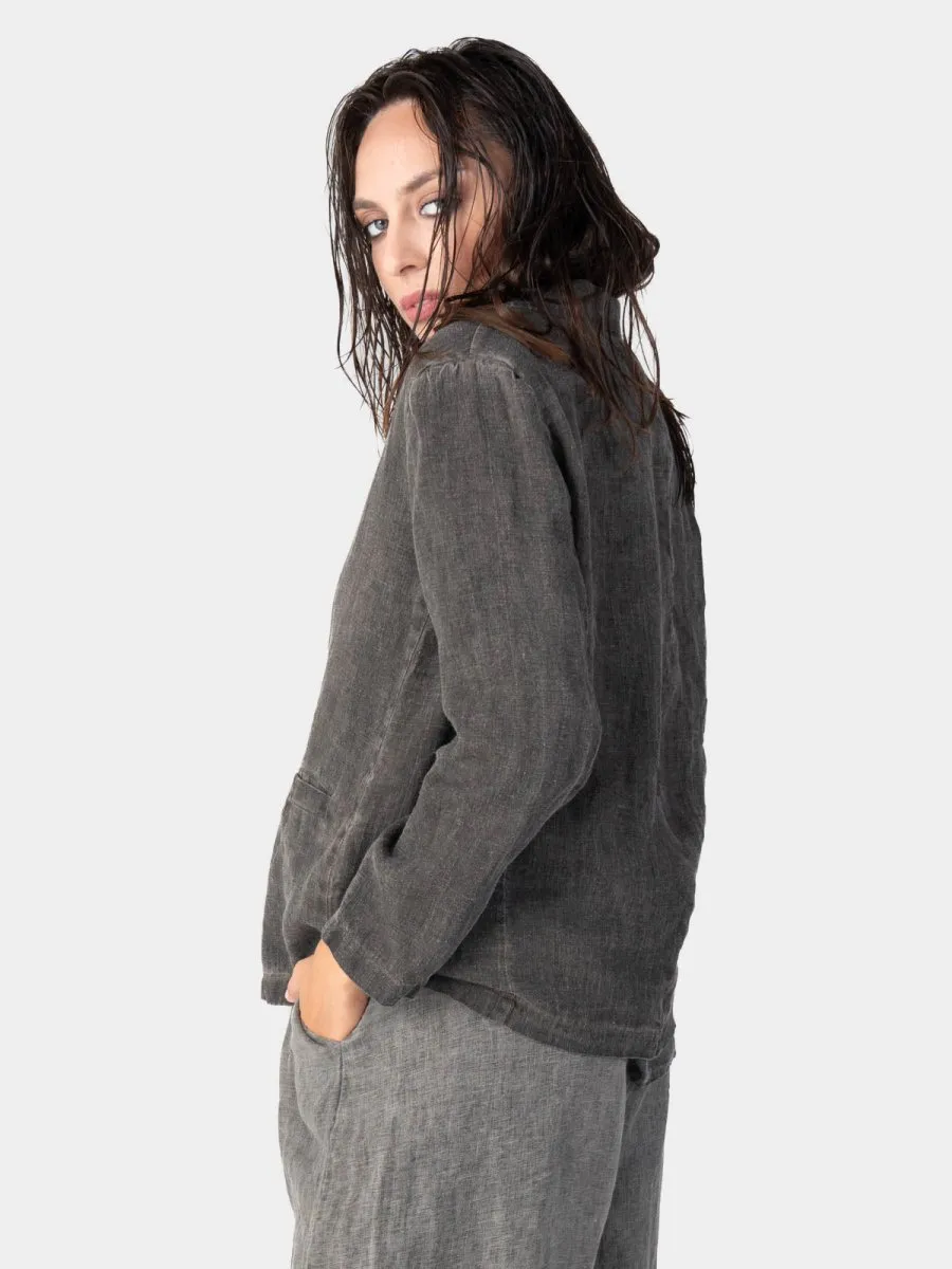 Stonewashed Linen Collared Blazer