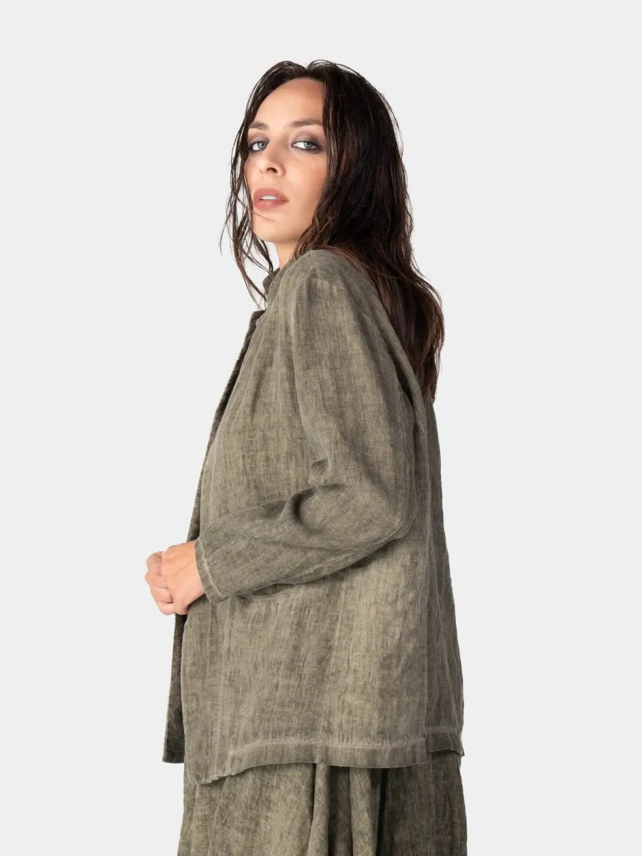 Stonewashed Linen Collared Blazer