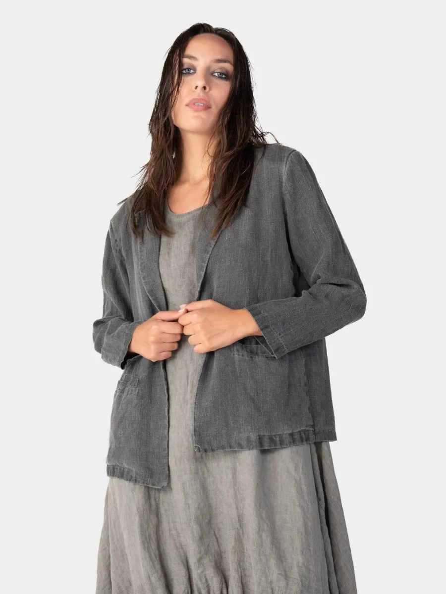 Stonewashed Linen Collared Blazer