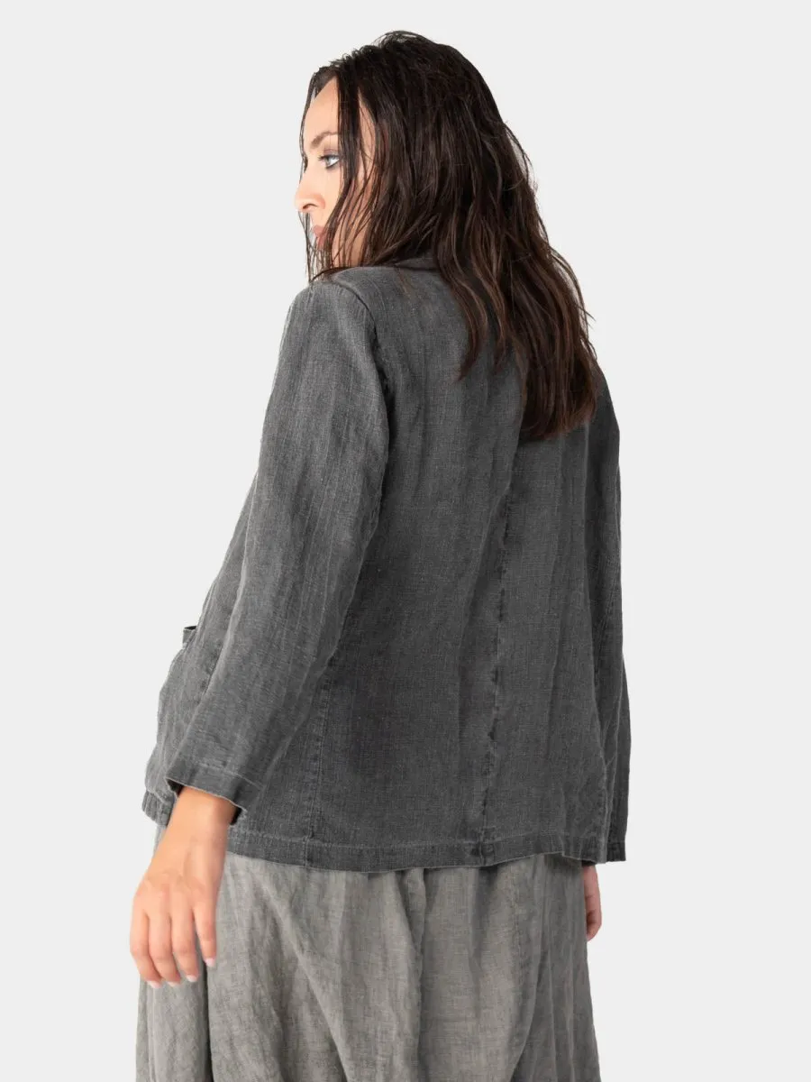 Stonewashed Linen Collared Blazer